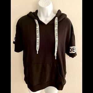 Colza Japanese Sweatshirt -L black , white print , cotton